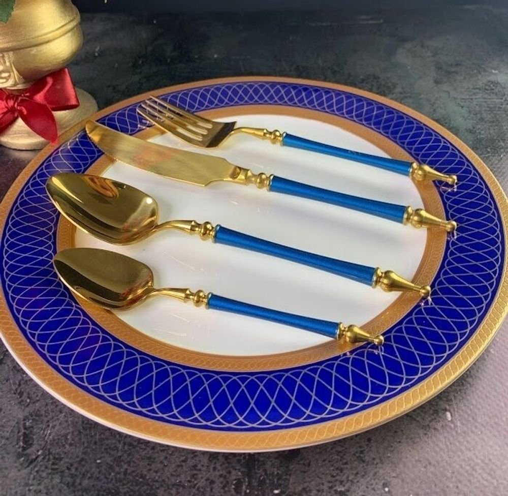 Lenardi 197-019 Набор столовых приборов 24пр. синий в под.уп.(х12)