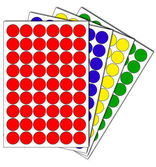 Набор цветных виниловых наклеек для упаковки и маркировки Policomprint M4, 20 мм. 216 шт.