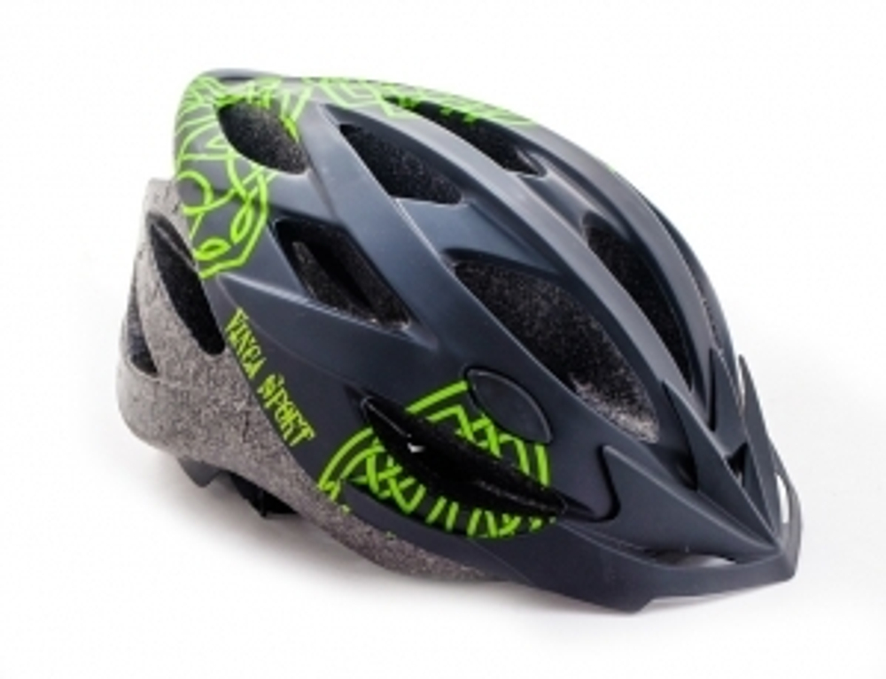 Шлем  взрослый, 19 вент. отверстий, размер L(58-61), черный с зеленым, инд.уп Vinca Sport VSH 23 сel