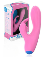 Розовый мини-вибратор типа ’’кролик’’ с управлением через приложение - 14,5 см.