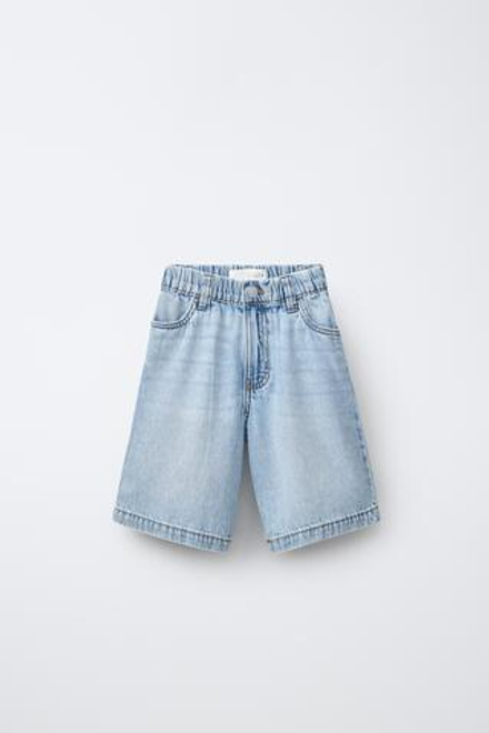 ZARA ДЖИНСОВЫЕ ШОРТЫ BAGGY, СИНИЙ