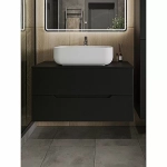 Тумба с раковиной Orange Line 100 Li-100TubMDF+B03-600W черная матовая