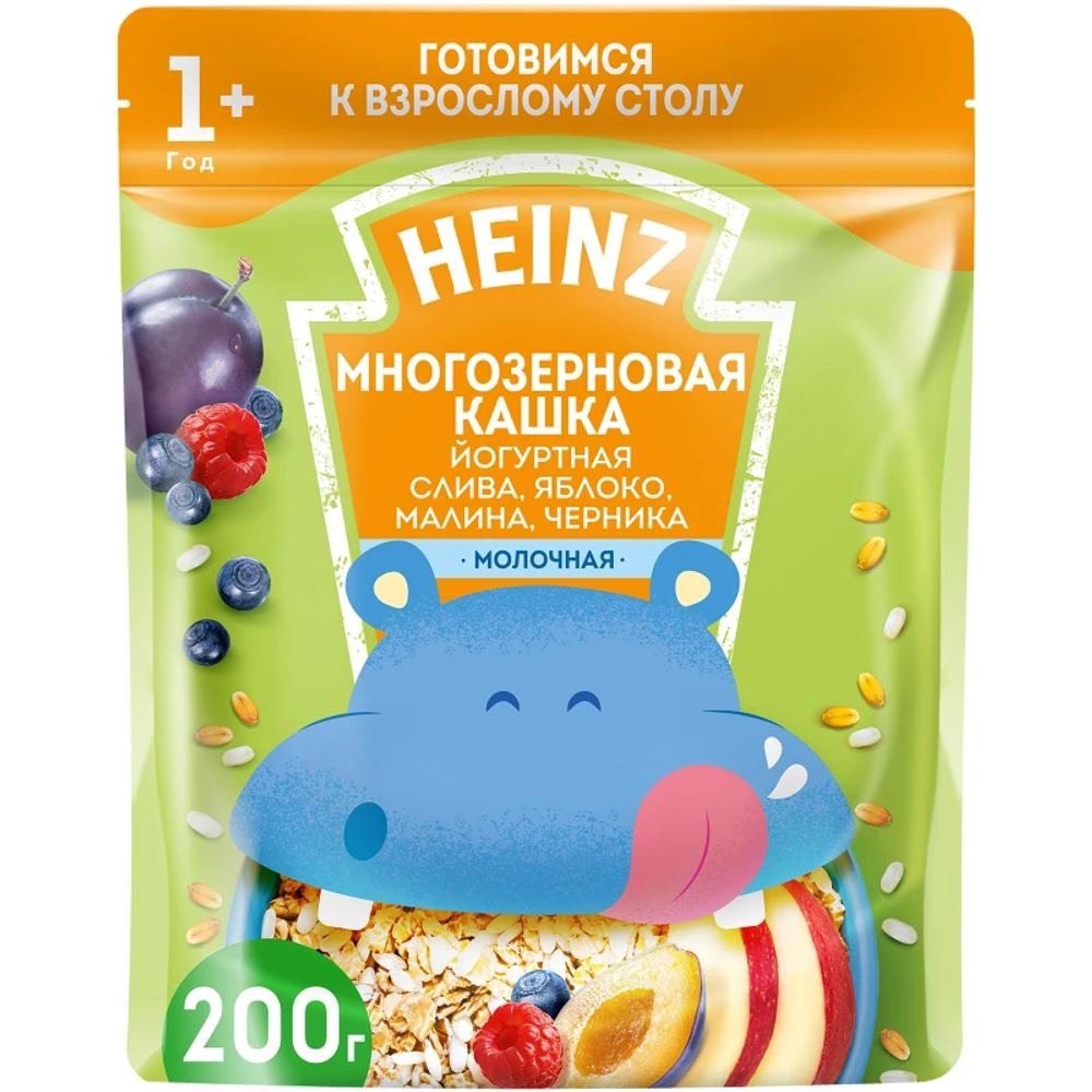 HEINZ Многозерновая кашка йогуртная слива,малина,яблоко,черника 200