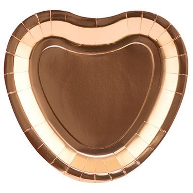 Тарелки Сердце розовое золото, 6 штук 23см
