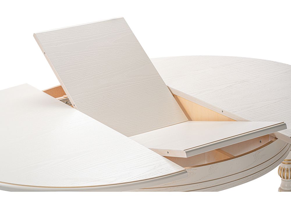 Стол Брейзер 110(140)х110х77 молочный / золото