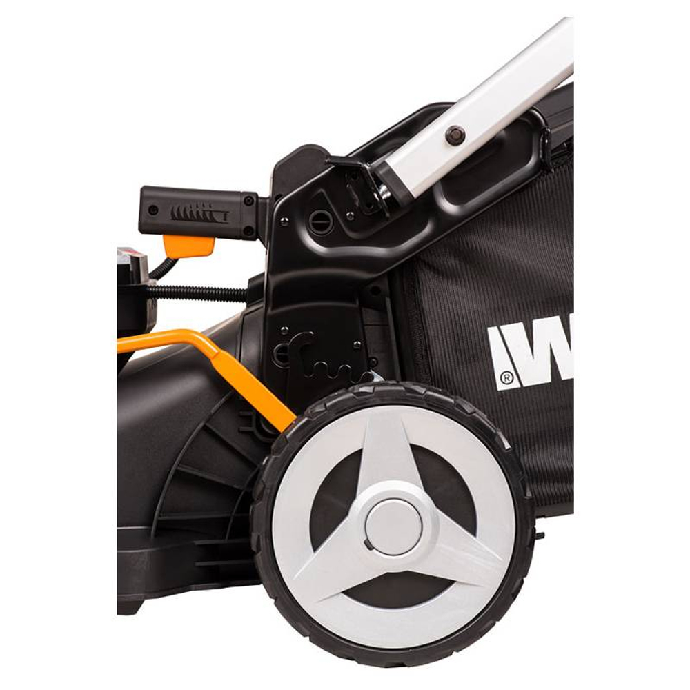 Газонокосилка аккумуляторная бесщеточная самоходная WORX WG749E, 40 В,46 см,4Ач х2, ЗУ 2А х2,коробка
