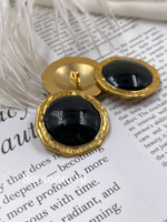 Пуговицы золотистые круглые с черной эмалью Скиапар.