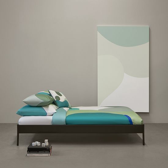 Набор из двух наволочек из сатина  мятного цвета с авторским принтом из коллекции freak fruit, 70х70 см