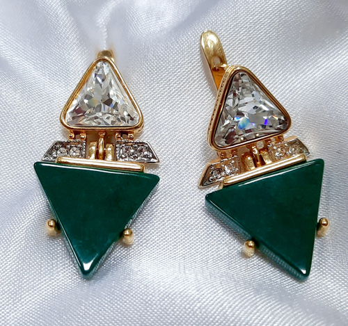 "Отражение" серьги в золотом покрытии из коллекции "Самоцветы" от Jenavi  с английским замком