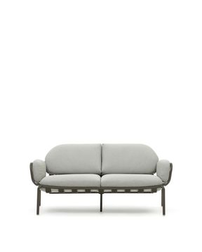 Уличный диван Joncols из серой ткани и зеленым алюминиевым каркасом 164 см