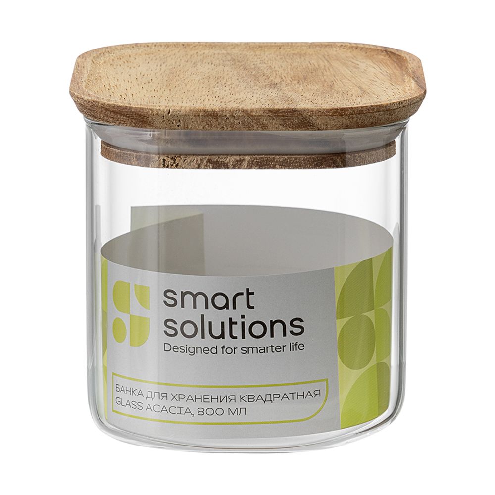 Банка для хранения квадратная Glass Acacia, 800 мл