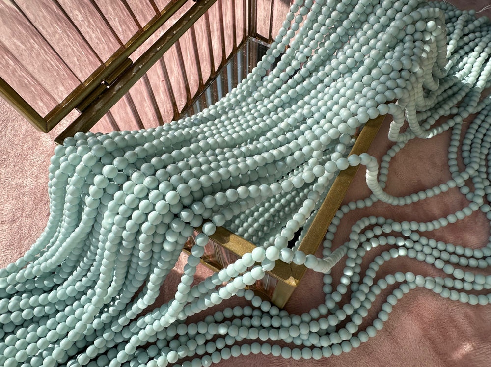 Нить бусин для украшений 4мм, "Майорка-Голубая" (имитация)