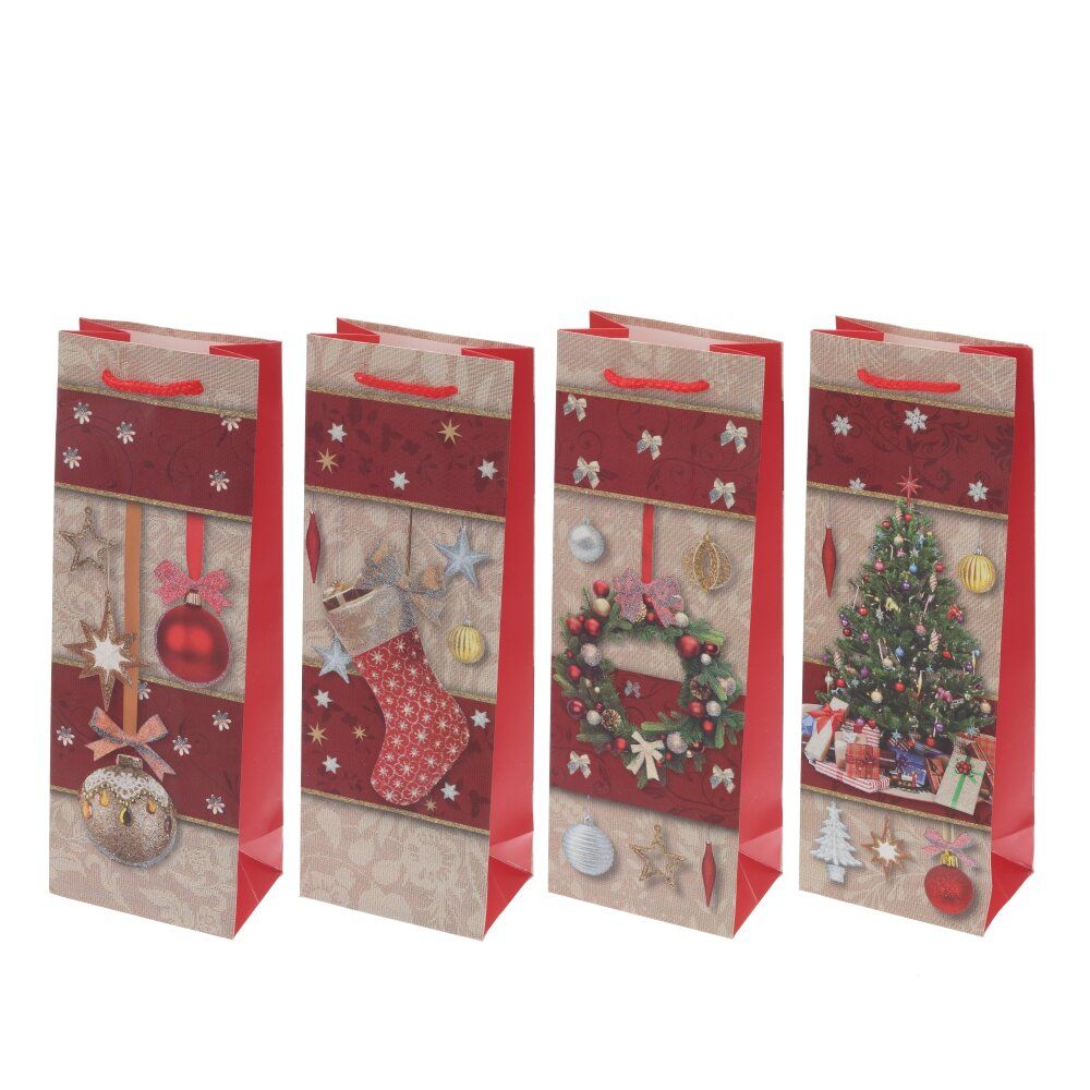 GAEM Пакет подарочный для бутылок (бумага 210г/м2, блок 12шт), L12,5 W8 H36 см, 4в.