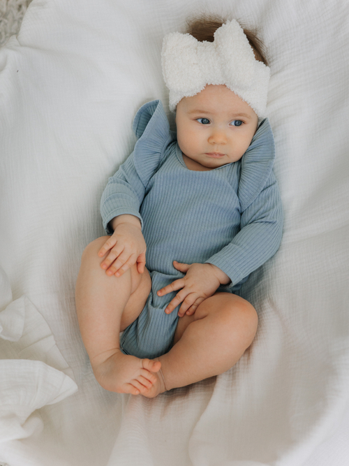 Боди лапша с длинным рукавом и крылышками, Голубой