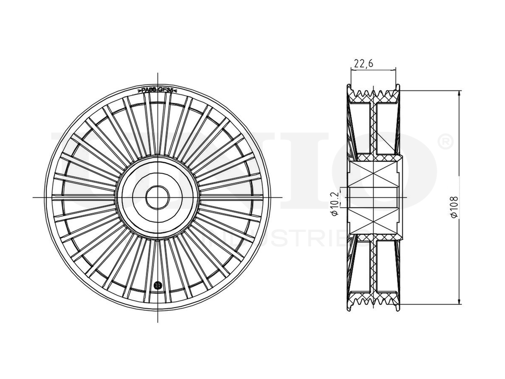 Ролик направляющий приводного ремня UNIO TNS-10136