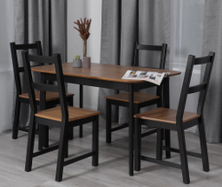 Стол Соната Люкс/ Sonata Lux table, 120х75х75 см массив сосны, антик/чёрный, 120х75х75 см