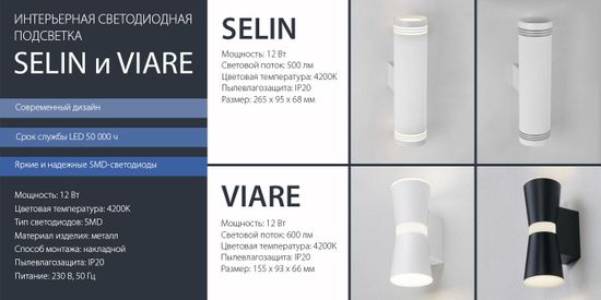 Новинки! Настенные светодиодные светильники Selin и Viare. От компании Elektrostandard!