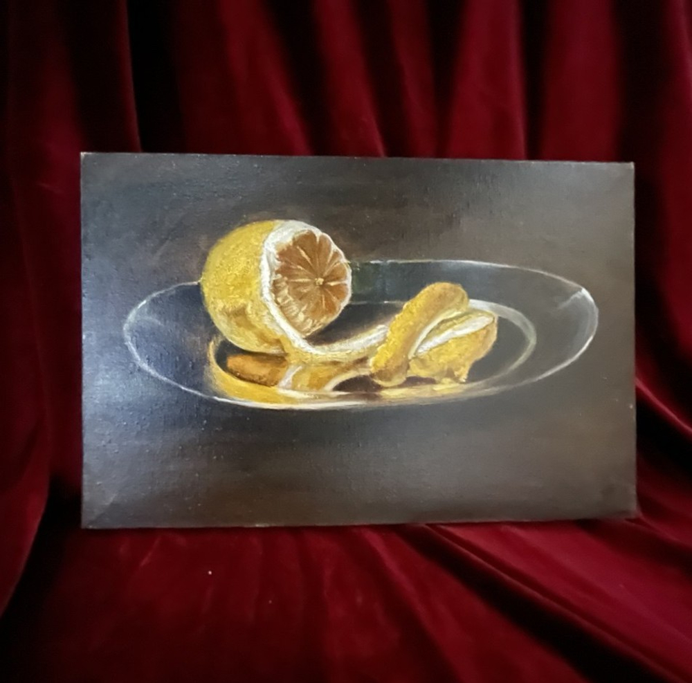 Картина «Лимон в голландском стиле» | Холст, масло 20х30 см | Художница Ефимова Ольга