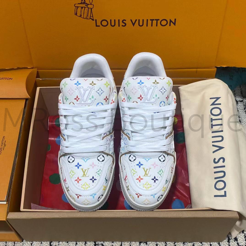 Кроссовки Louis Vuitton x Takashi Murakami белые с цветными узорами