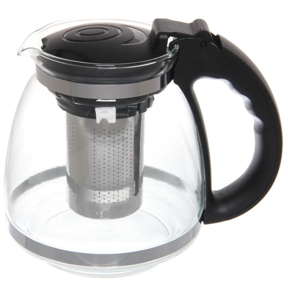 Чайник заварочный стеклянный 1500мл «Элегант», цвет черный