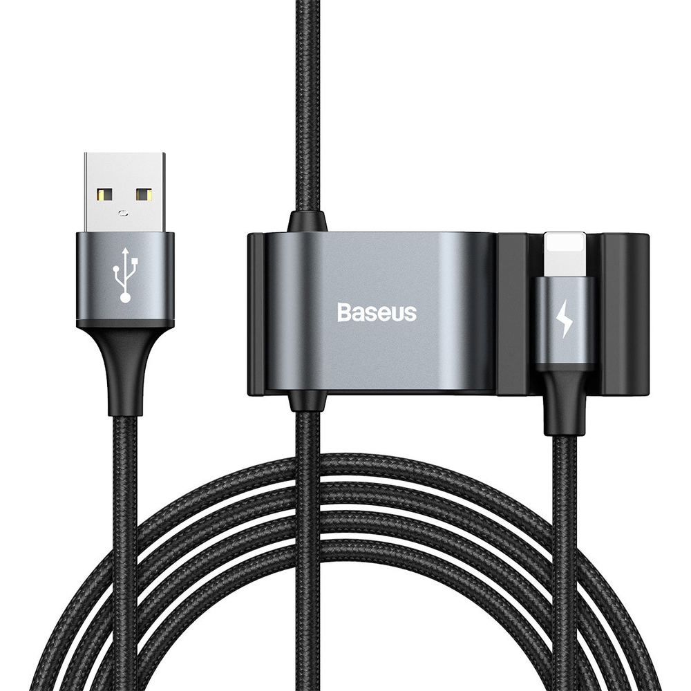 Автомобильный кабель + USB Хаб Baseus Special Data Cable for Backseat (USB to iP+Dual USB) - Black
