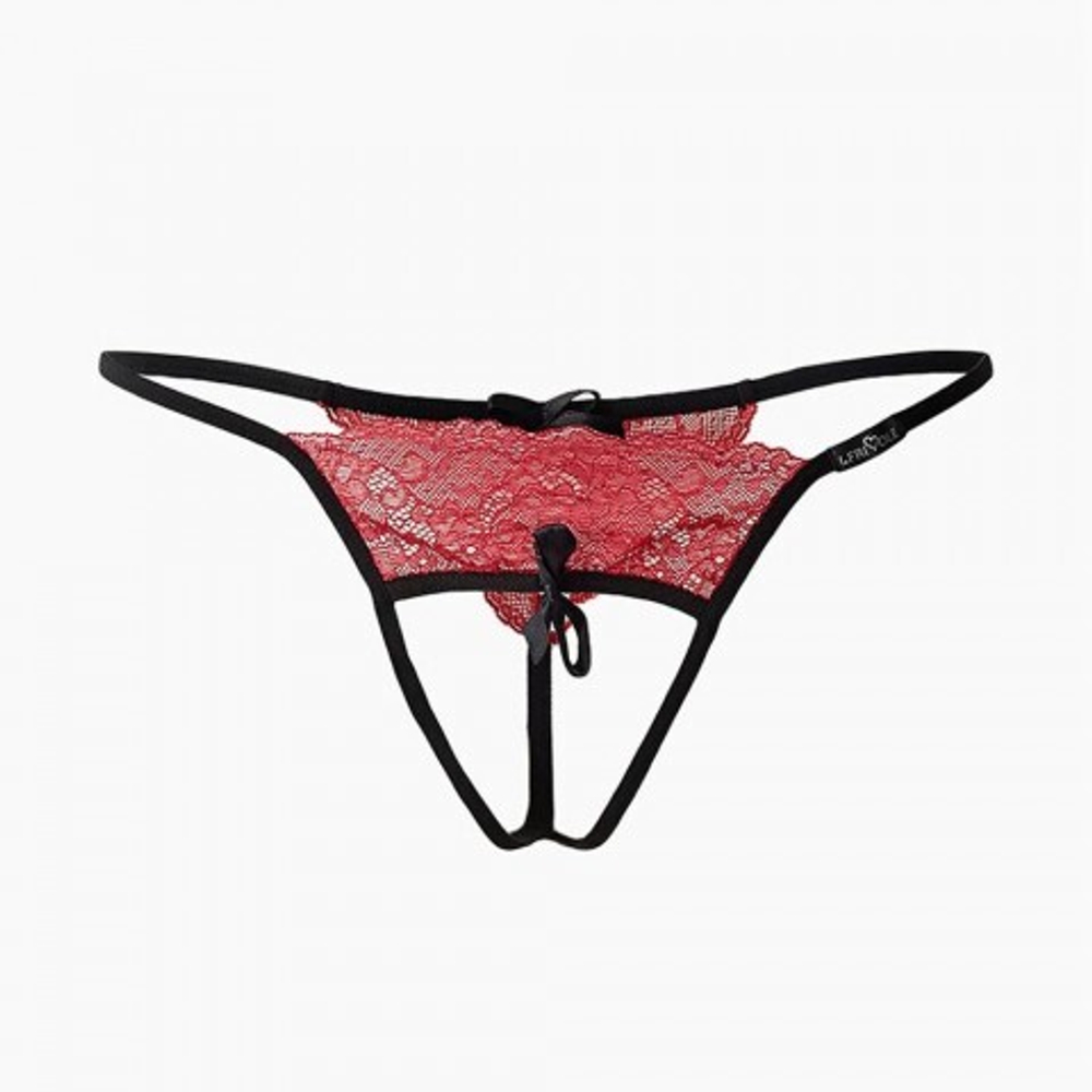 Трусики с доступом и красным кружевом Le Frivole Easy to love (L/XL, 46-48)