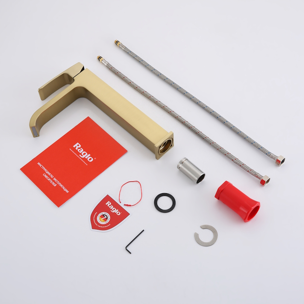 Смеситель для раковины высокий Raglo R02.15.03, золотой сатин