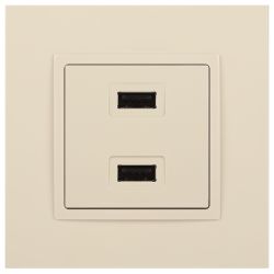 14-4110-02 ЭРА Устройство зарядное USB, 230В/5В-2100мА, IP20, Эра Elegance, сл.кость | Эра Elegance