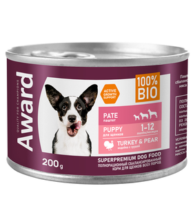 Award Щенки паштет из индейки с грушей 200гр.