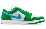 Jordan Air Jordan 1 Low leather trend retro details exquisite shock absorption non-slip wear-resistant low-cut retro basketball shoes women's white, green and blue