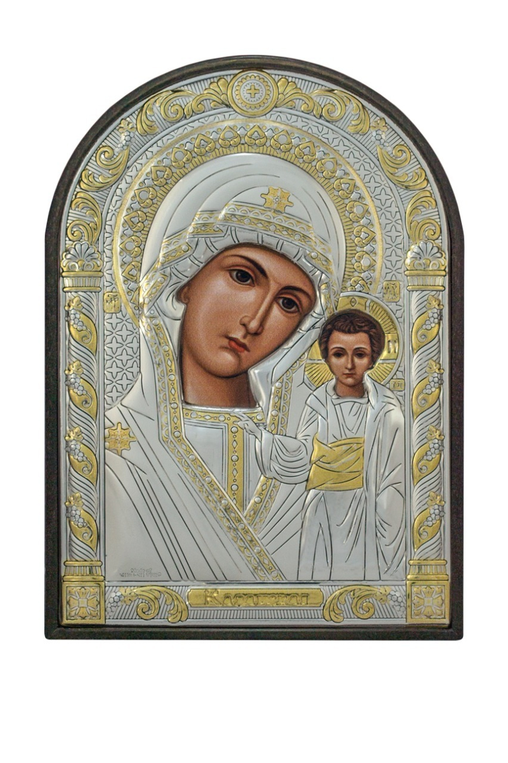 Казанская БМ, икона арочная, пластик 62x88