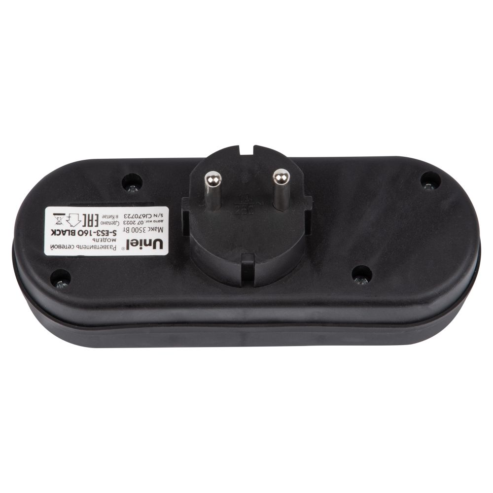 S-ES3-16O BLACK Разветвитель сетевой. б-з. 3 гнезда. 16А. 3500Вт. Черный. ТМ Uniel