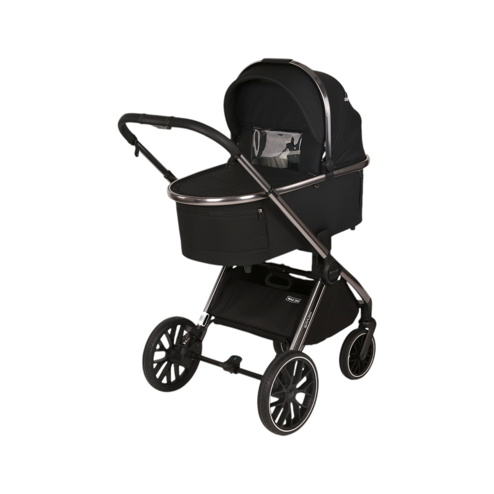 Детская универсальная коляска Adamex Spark SE 2в1 - Carbon Onyx (Черная ткань, хром. рама)