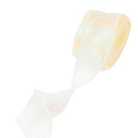 Лента декоративная (4 см*9,14 м) Органза с леской Кремовый жемчуг Хамелеон