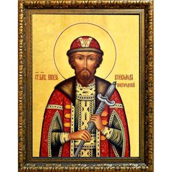 Всеволод Псковский и Новгородский Святой Благоверный князь. Икона на холсте.