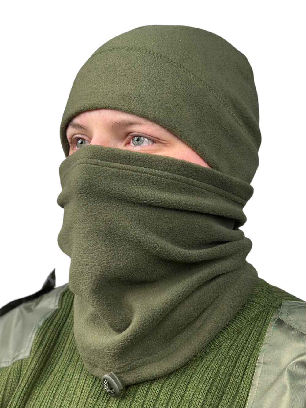 Флисовая шапка и бафф олива