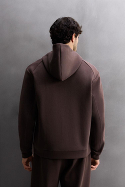 ZARA ТЕХНИЧЕСКАЯ ТОЛСТОВКА НА МОЛНИИ С КАПЮШОНОМ, БУРГУНДИ