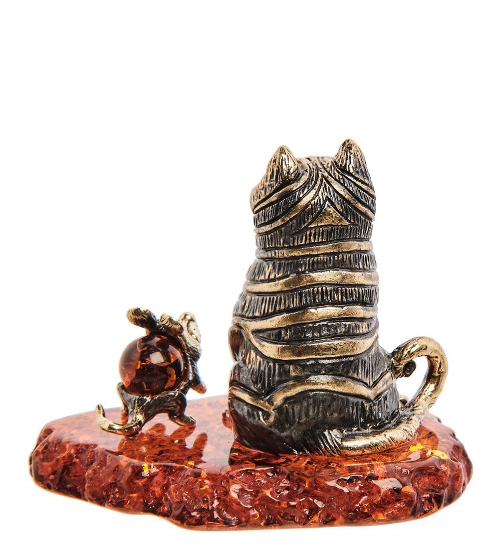 Народные промыслы AM-3088 Фигурка «Кот и мышка друзья» (латунь, янтарь)