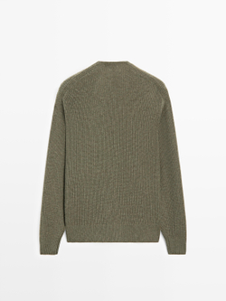 Massimo Dutti Вязаный кардиган с V-образным вырезом, зеленый