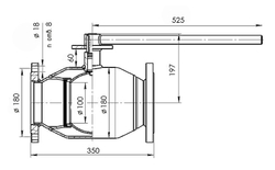 Кран шаровый Temper Ду100 Ру16 полнопроходной тип 293 фланцевый, ст. 20, L=350 мм