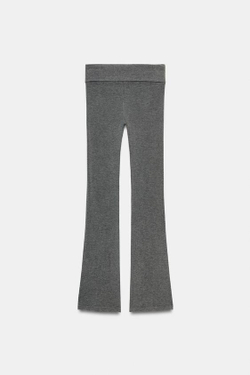 ZARA БЕСШОВНЫЕ БРЮКИ FLARE, СЕРЫЙ МЕЛАНЖ