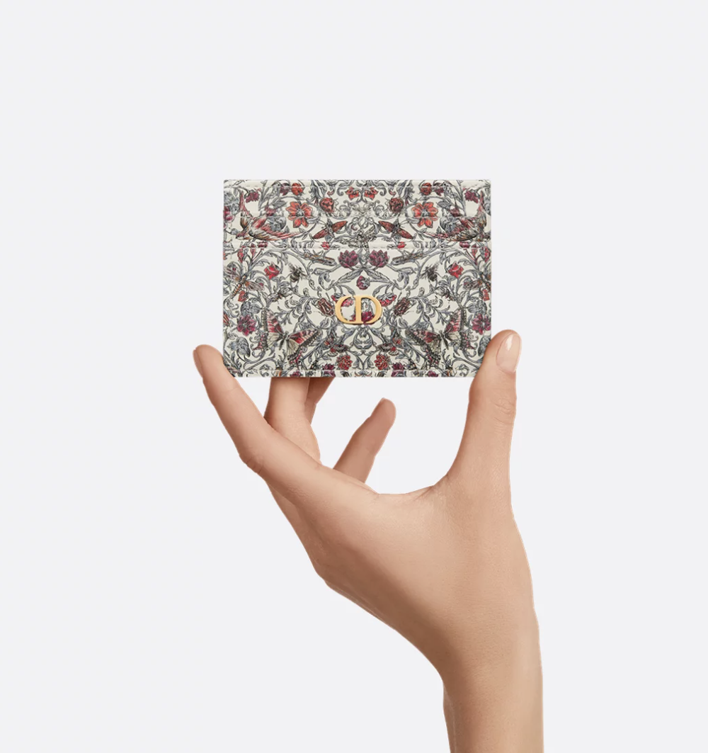 Кардхолдер Dior Caro Freesia из телячьей кожи с принтом Cœur des Curiosités
