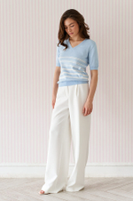 23253 Джемпер женский (голубой / молочный)