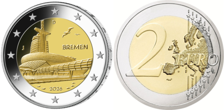 Германия 2 евро, 2026 Бремен, музей климатических зон