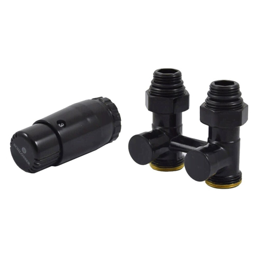 Комплект узла нижнего подкл SCHLOSSER прямой STANDARD 3/4quot; (Ral 9005) с термогол. М30х1,5, ниппеля 1/2quot;Х3/4quot;