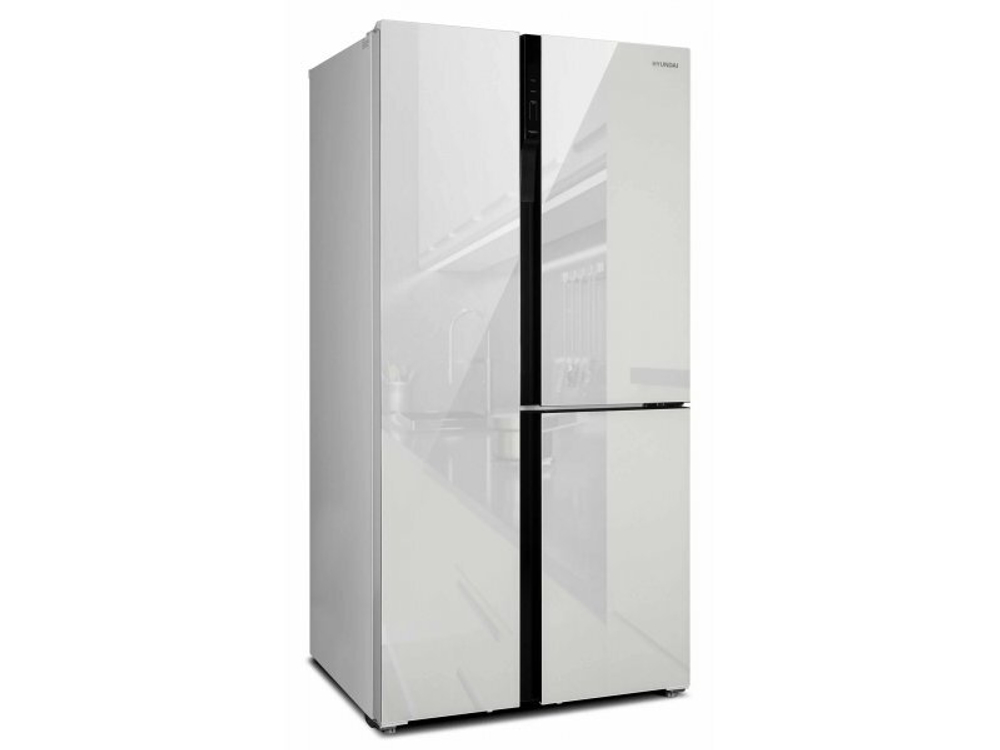 Холодильник трехкамерный Hyundai CS6073FV No Frost, Side by Side инверторный белое стекло