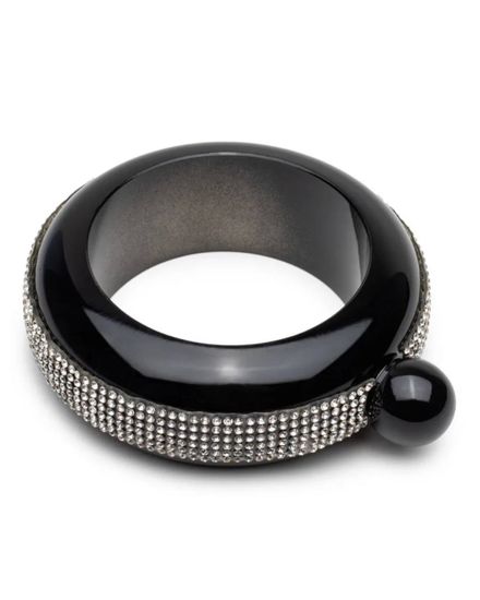 Фляжка , в виде браслета кольца со стразами , черный