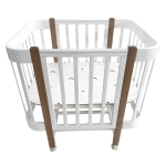 Кровать детская Indigo Italiano Baby продольный маятник на колесах белый-натуральный