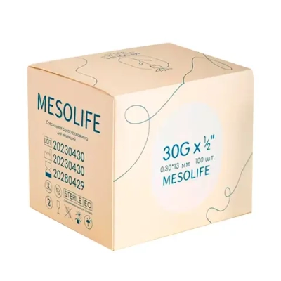 Игла для мезотерапии Mesolife 30G 0,3х13 мм 100 шт