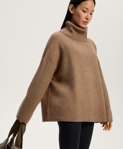 Oysho Трикотажный свитер оверсайз, коричневый меланж